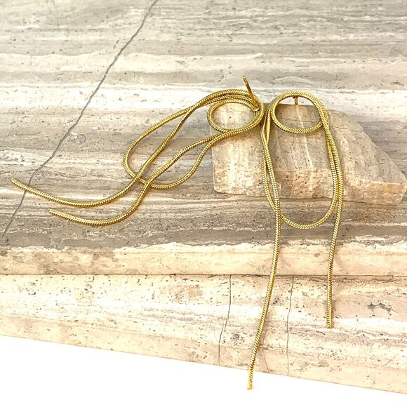 NEW~ Anthropologie Amber Sceats "Fletcher" Gold Coiled Chain Earrings - Picture 5 of 10